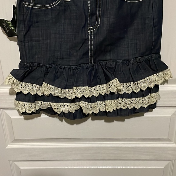 Wrangler Rock 47 Crochet Trim Western Denim Skirt - Picture 2 of 9